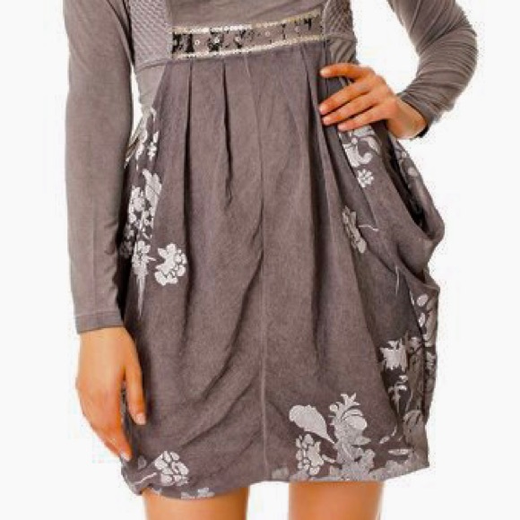 Angels Never Die Dark Gray Unique Design Empire-Waist Dress - Picture 3 of 15